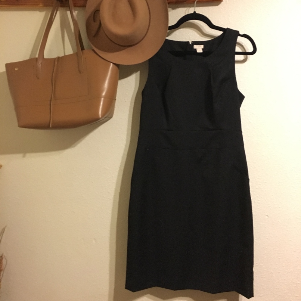 Jcrew black sleeveless sheath dress